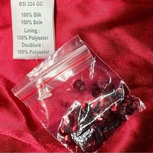 Parker Black Serena Sequined Silk Dress in Burgundy Women’s 4 - Picture 7 of 8